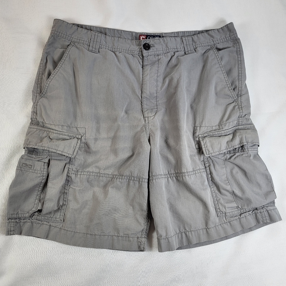 Chaps Gray Cargo SHORTS Mens Size 38 Flat Front Belt Loops